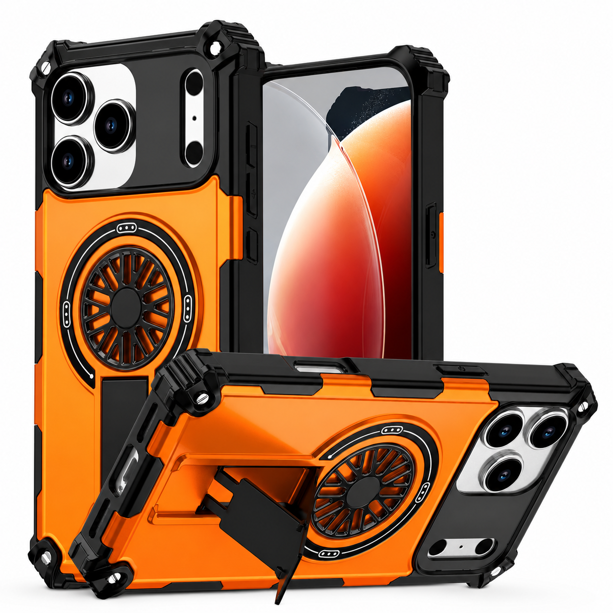 Premium iPhone Case MagSafe Compatible Shockproof Cover Rugged Armor Magnetic Wireless Charging Bracket Stand Anti Fingerprint Non Slip Design