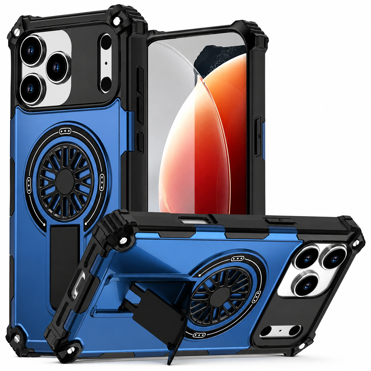 Premium iPhone Case MagSafe Compatible Shockproof Cover Rugged Armor Magnetic Wireless Charging Bracket Stand Anti Fingerprint Non Slip Design