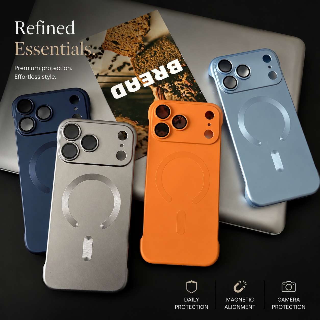 Premium iPhone Case MagSafe Compatible Shockproof Matte Anti-Fingerprint TPU Cover Wireless Charging Dustproof Non-Slip Frameless Solid Design