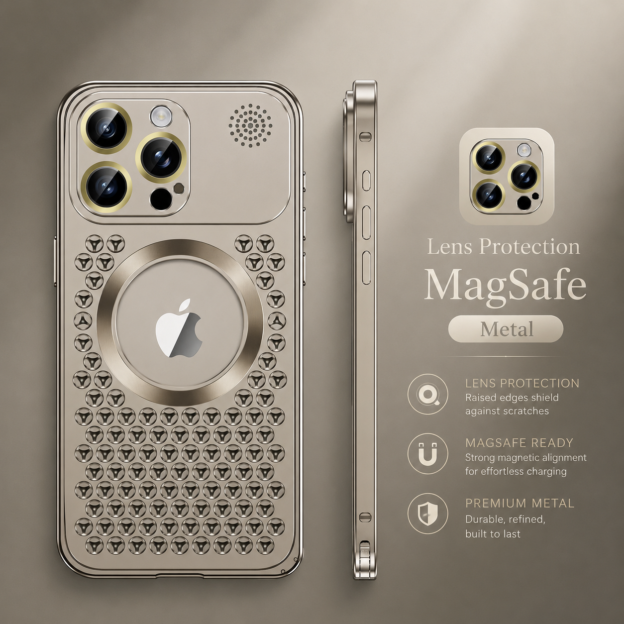 Premium iPhone Case MagSafe Compatible Shockproof Protective Cover Aluminum Frame Heat Dissipation Scratch Resistant Metal Design