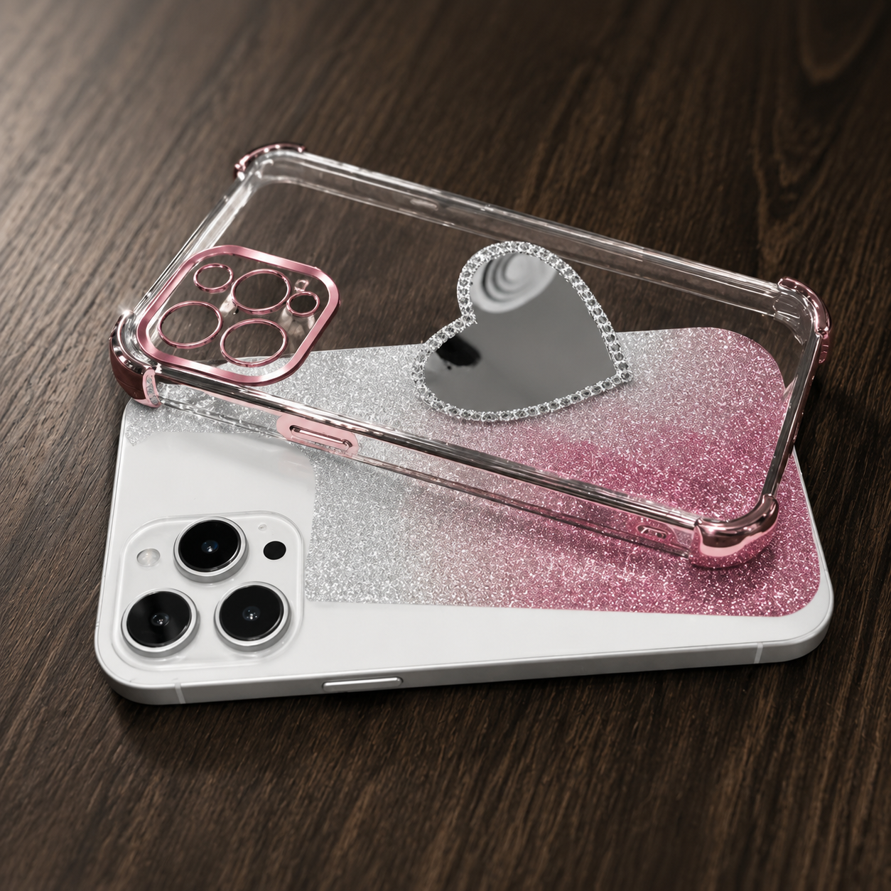 Premium iPhone Case MagSafe Compatible Silicone Build with Bracelet Holder, Mirror Stand, Wireless Charging Support, Non Slip Shock Resistant Design