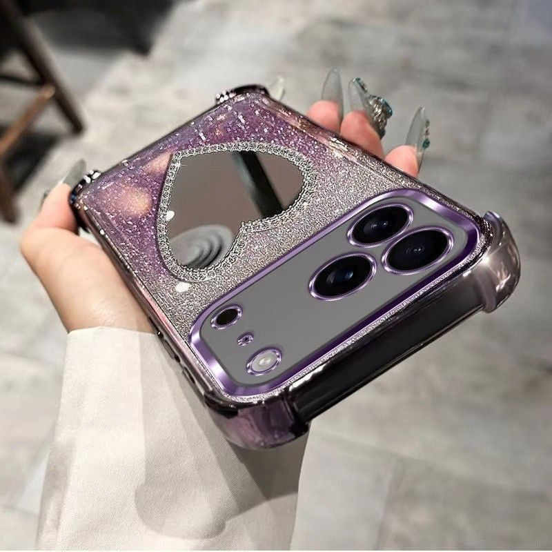Premium iPhone Case MagSafe Compatible Silicone Build with Bracelet Holder, Mirror Stand, Wireless Charging Support, Non Slip Shock Resistant Design