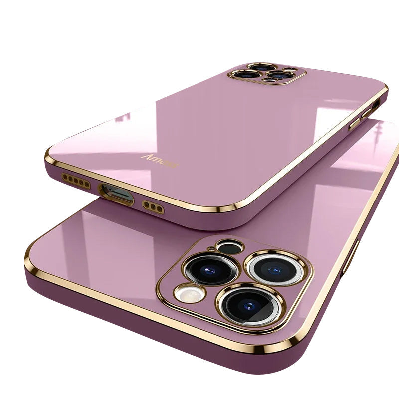 Premium iPhone Case MagSafe Compatible Silicone Protective Cover Camera Lens Protection Shockproof Glossy Square Texture Slim Lightweight Design