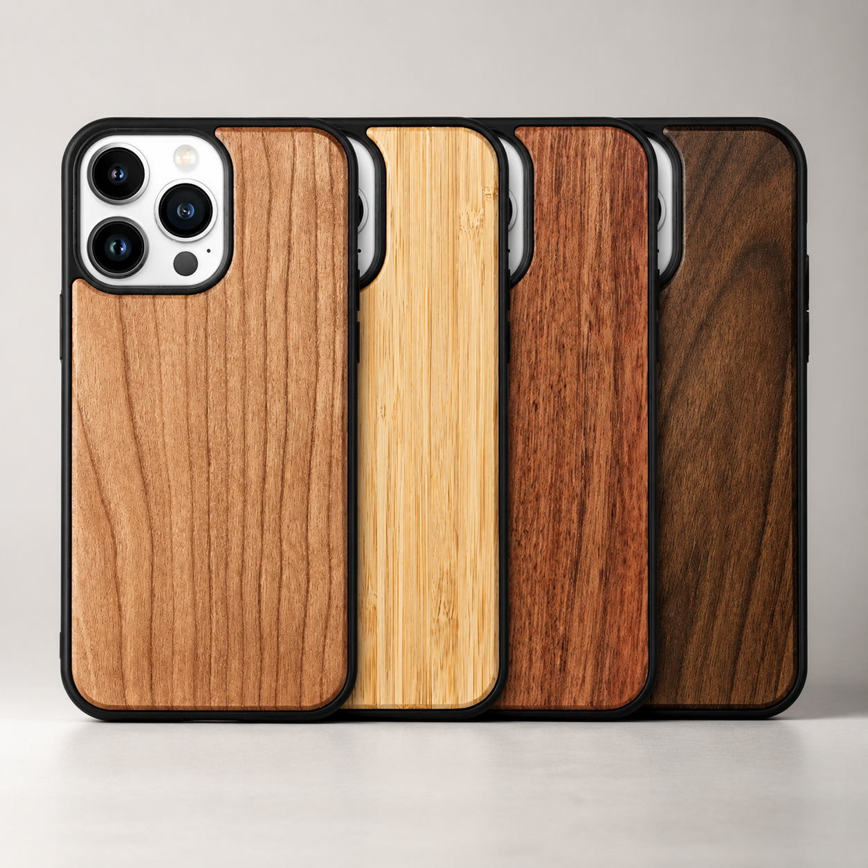 Premium iPhone Case MagSafe Compatible Solid Bamboo Wood Protective Cover Camera Lens Protection Shockproof Hard Back Slim Natural Design