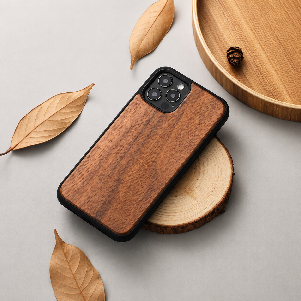 Premium iPhone Case MagSafe Compatible Solid Bamboo Wood Protective Cover Camera Lens Protection Shockproof Hard Back Slim Natural Design