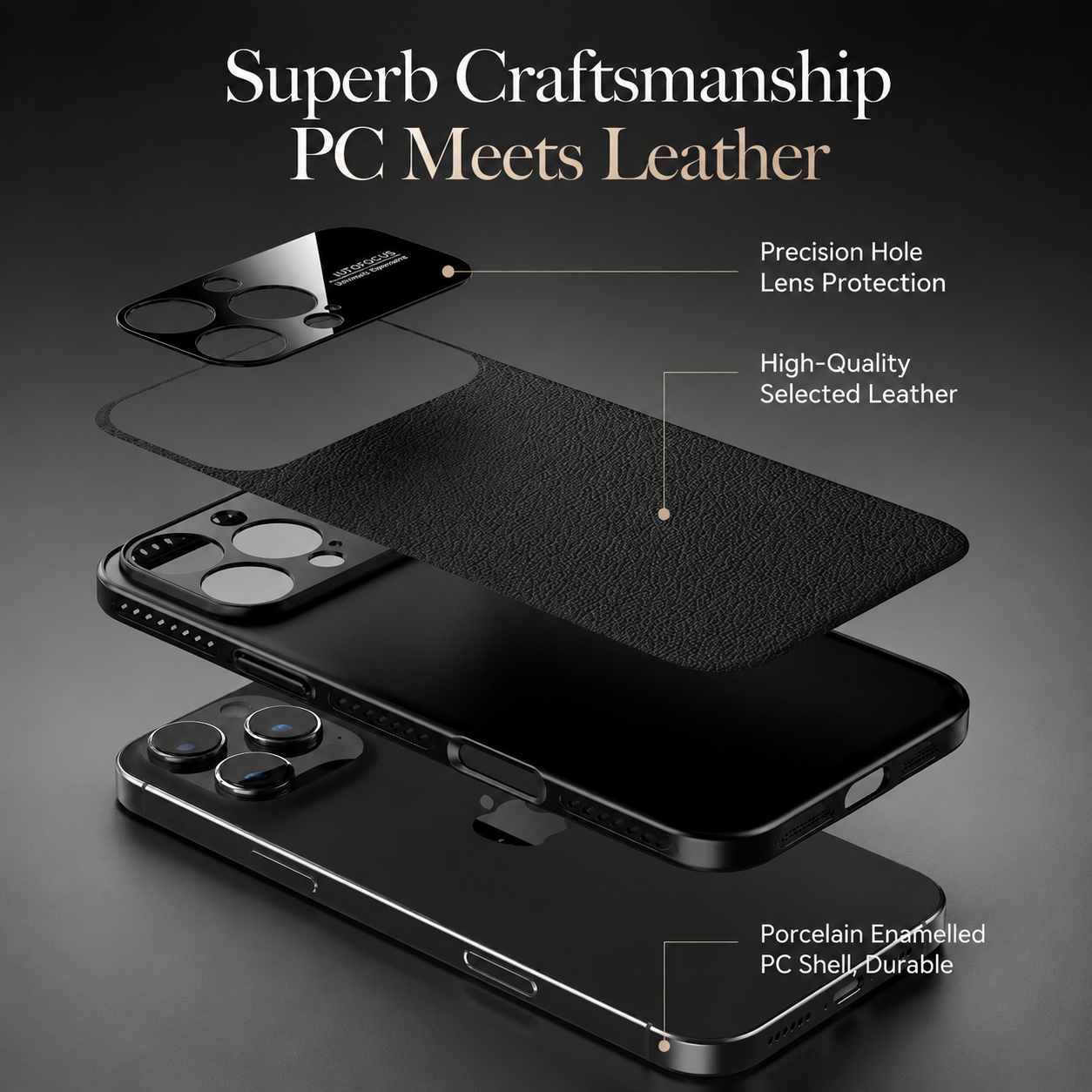 Premium iPhone Case MagSafe Compatible Solid-Color Leather Border Cover Shockproof Anti-Fingerprint Heat-Dissipation Bumper Large Camera Window Non-Slip Design
