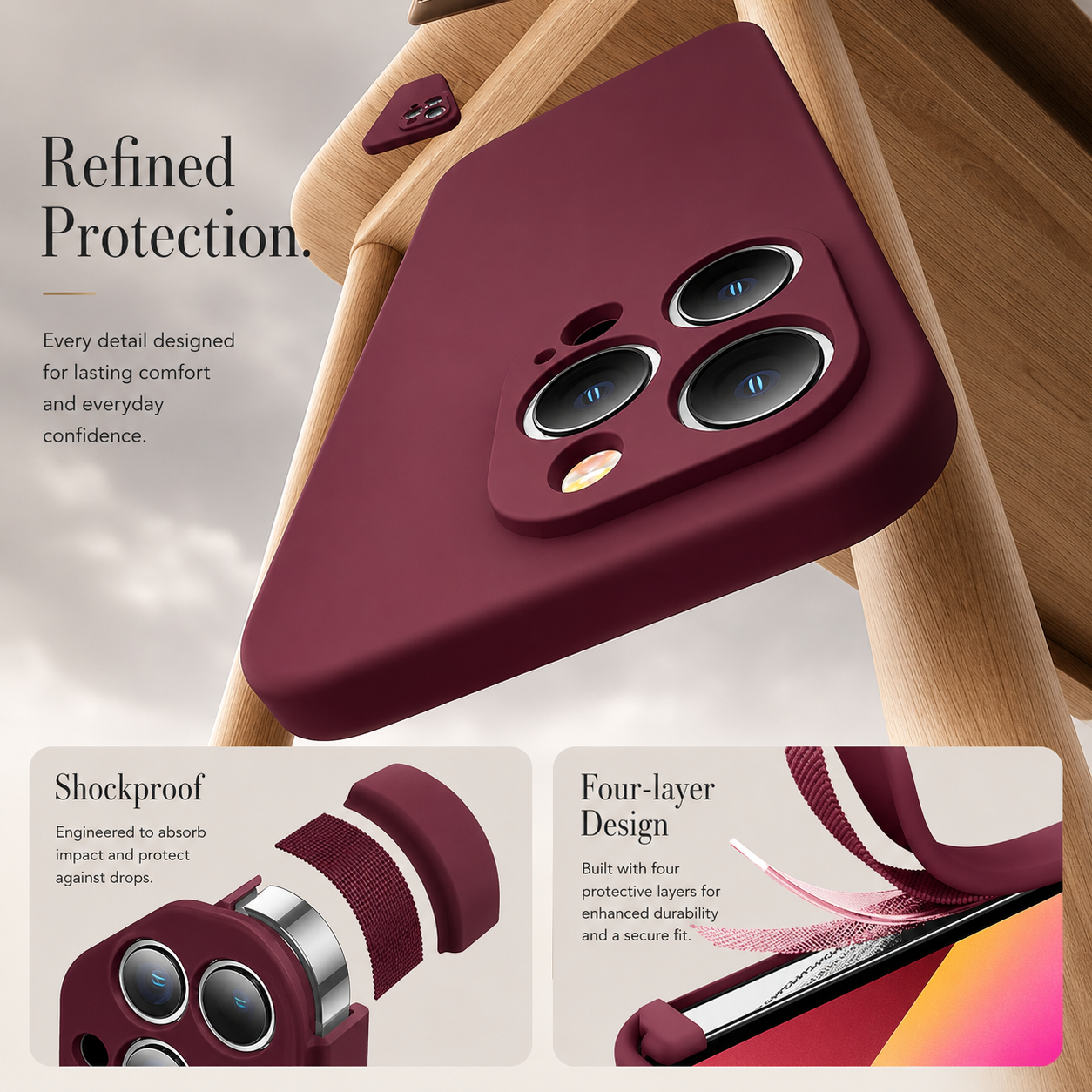 Premium iPhone Case MagSafe Compatible Square Liquid Silicone Design with Camera Lens Protection, Shockproof Construction, Slim Lightweight Profile