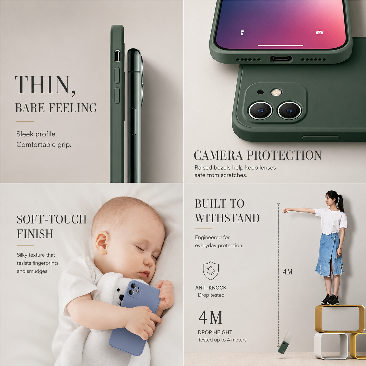 Premium iPhone Case MagSafe Compatible Square Liquid Silicone Design with Camera Lens Protection, Shockproof Construction, Slim Lightweight Profile