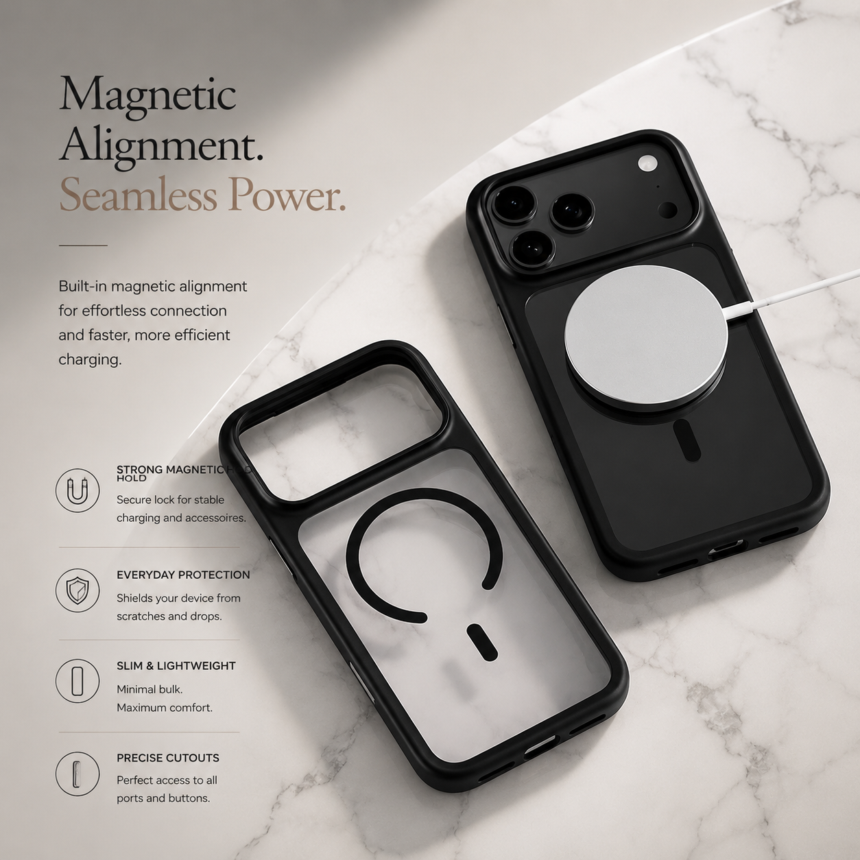 Premium iPhone Case MagSafe Compatible TPU PC Cover with Camera Button, Shockproof Protection, Camera Lens Protection and Anti Fingerprint Finish