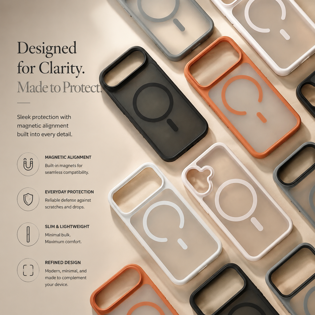 Premium iPhone Case MagSafe Compatible TPU PC Cover with Camera Button, Shockproof Protection, Camera Lens Protection and Anti Fingerprint Finish