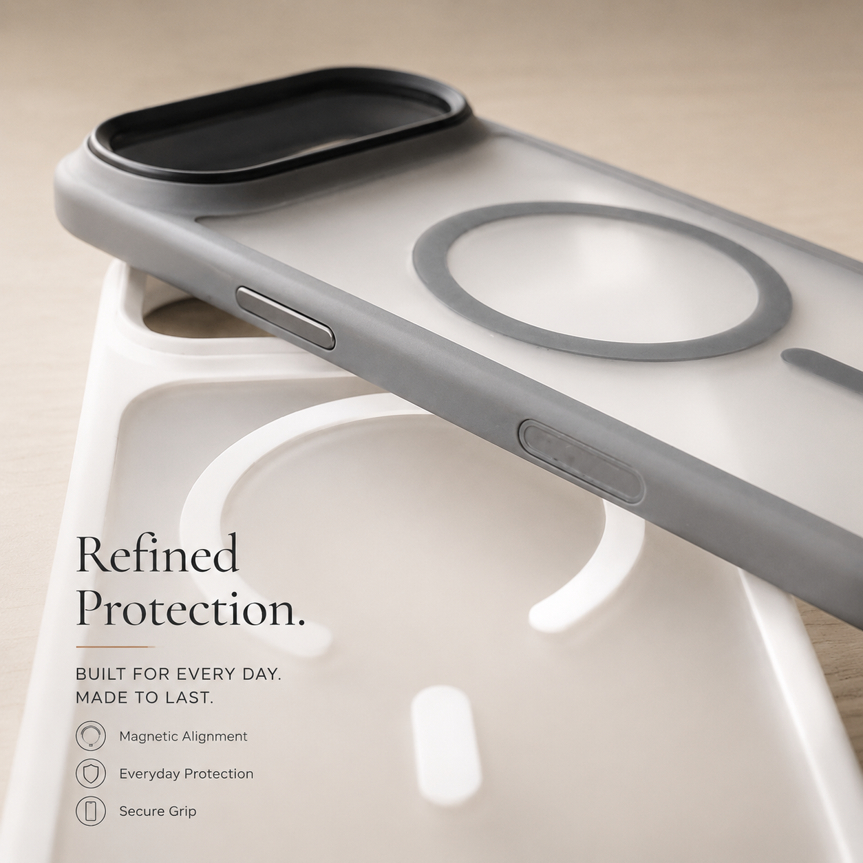 Premium iPhone Case MagSafe Compatible TPU PC Shockproof Cover Camera Control Button Anti Fingerprint Matte Finish Slim Protective Grip Design
