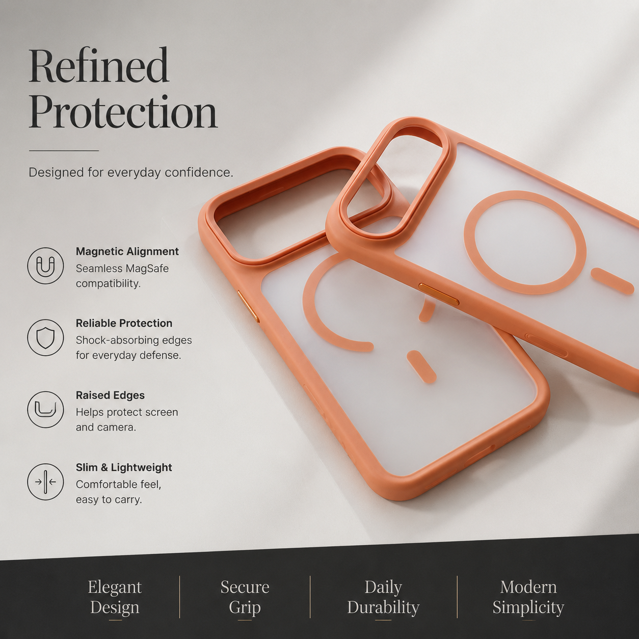 Premium iPhone Case MagSafe Compatible TPU PC Shockproof Cover Camera Control Button Anti Fingerprint Matte Finish Slim Protective Grip Design