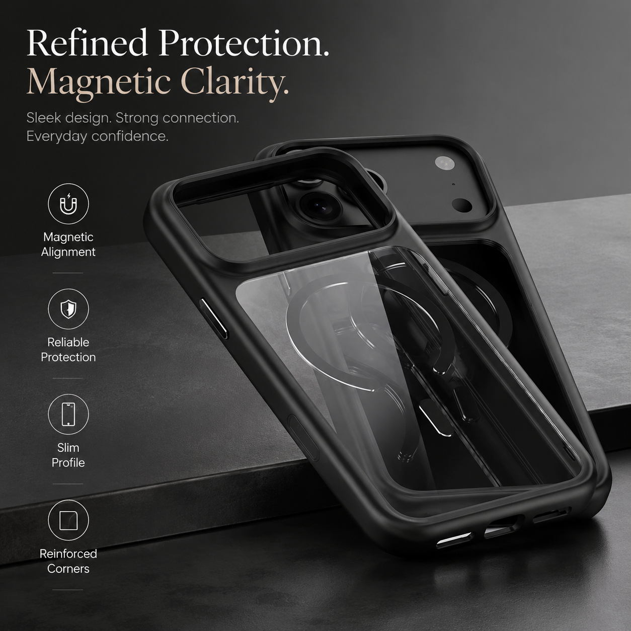 Premium iPhone Case MagSafe Compatible TPU PC Shockproof Cover Camera Control Button Anti Fingerprint Matte Finish Slim Protective Grip Design
