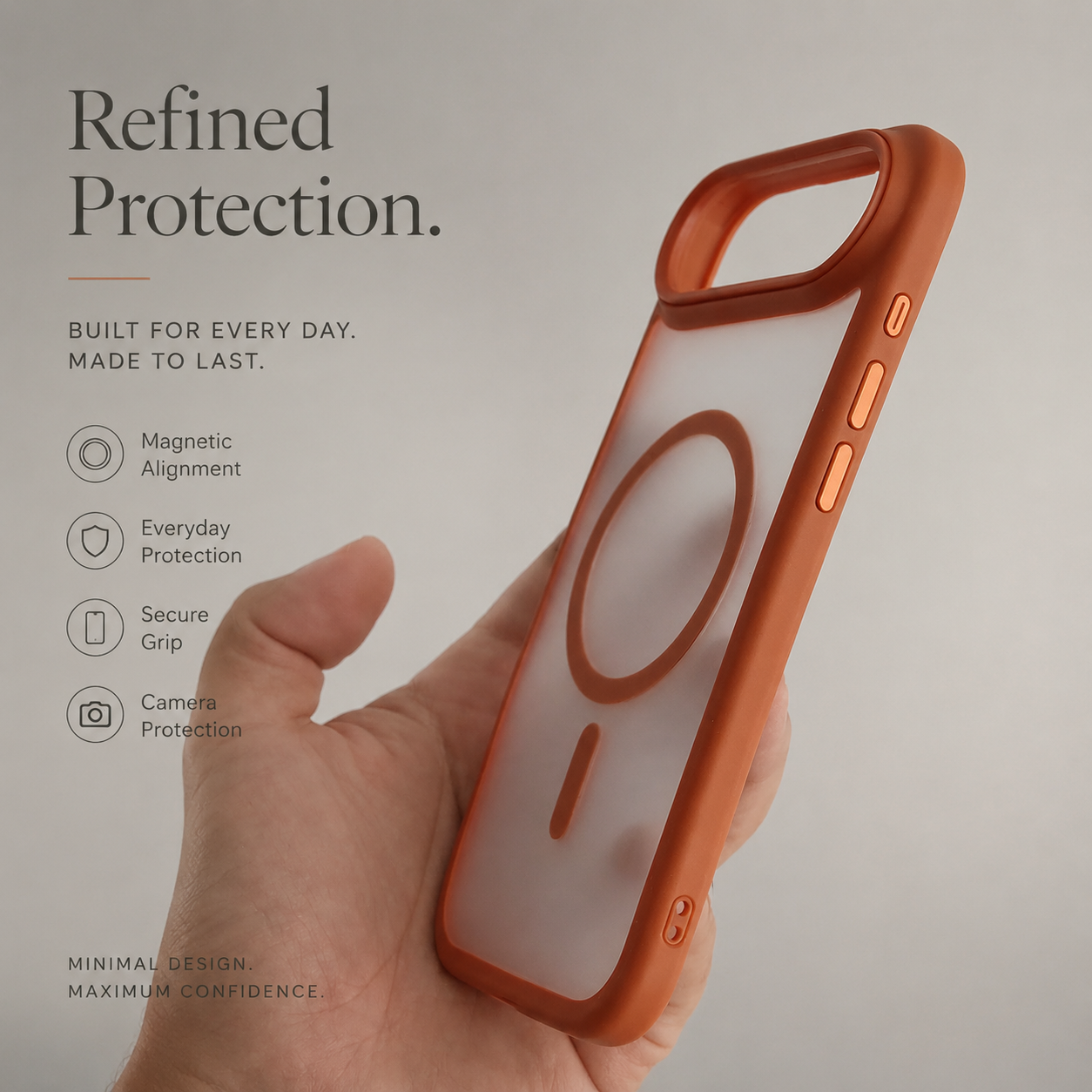 Premium iPhone Case MagSafe Compatible TPU PC Shockproof Cover Camera Control Button Anti Fingerprint Matte Finish Slim Protective Grip Design
