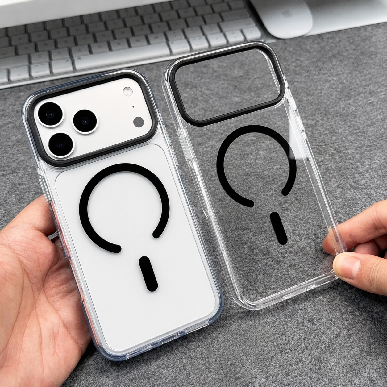 Premium iPhone Case MagSafe Compatible Transparent Acrylic TPU Hybrid Design with Camera Lens Protection, Shockproof Anti Scratch Construction