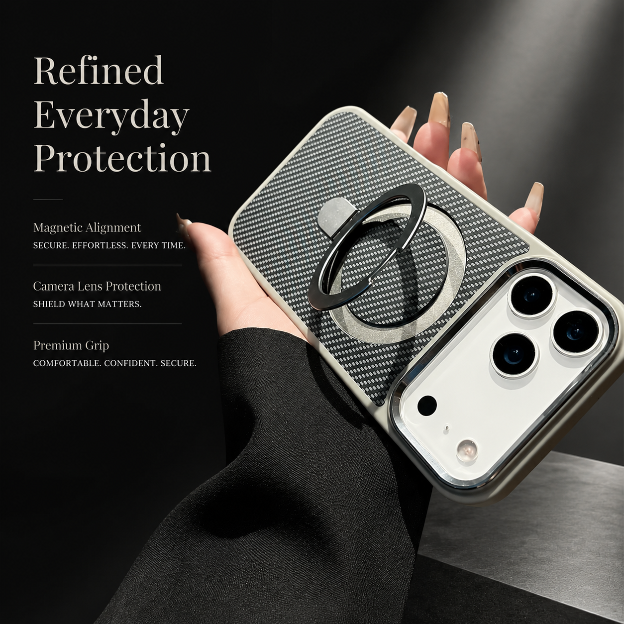 Premium iPhone Case MagSafe Compatible Transparent Cover with Camera Lens Protection, Shockproof Non Slip Grip and Anti Fingerprint Design