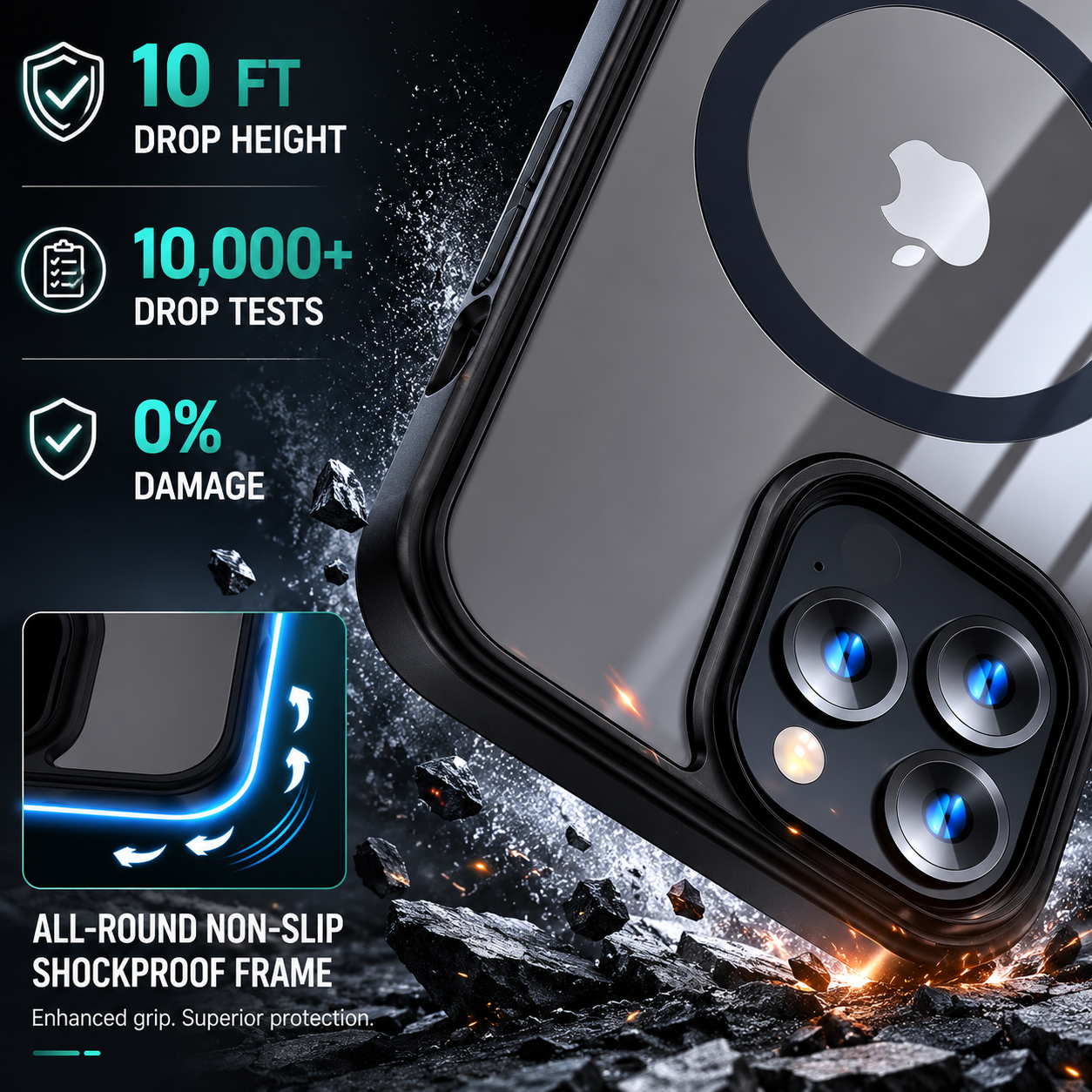 Premium iPhone Case MagSafe Compatible Transparent Hybrid Protective Cover Camera Lens Protection Shockproof Clear HD Slim Lightweight Design