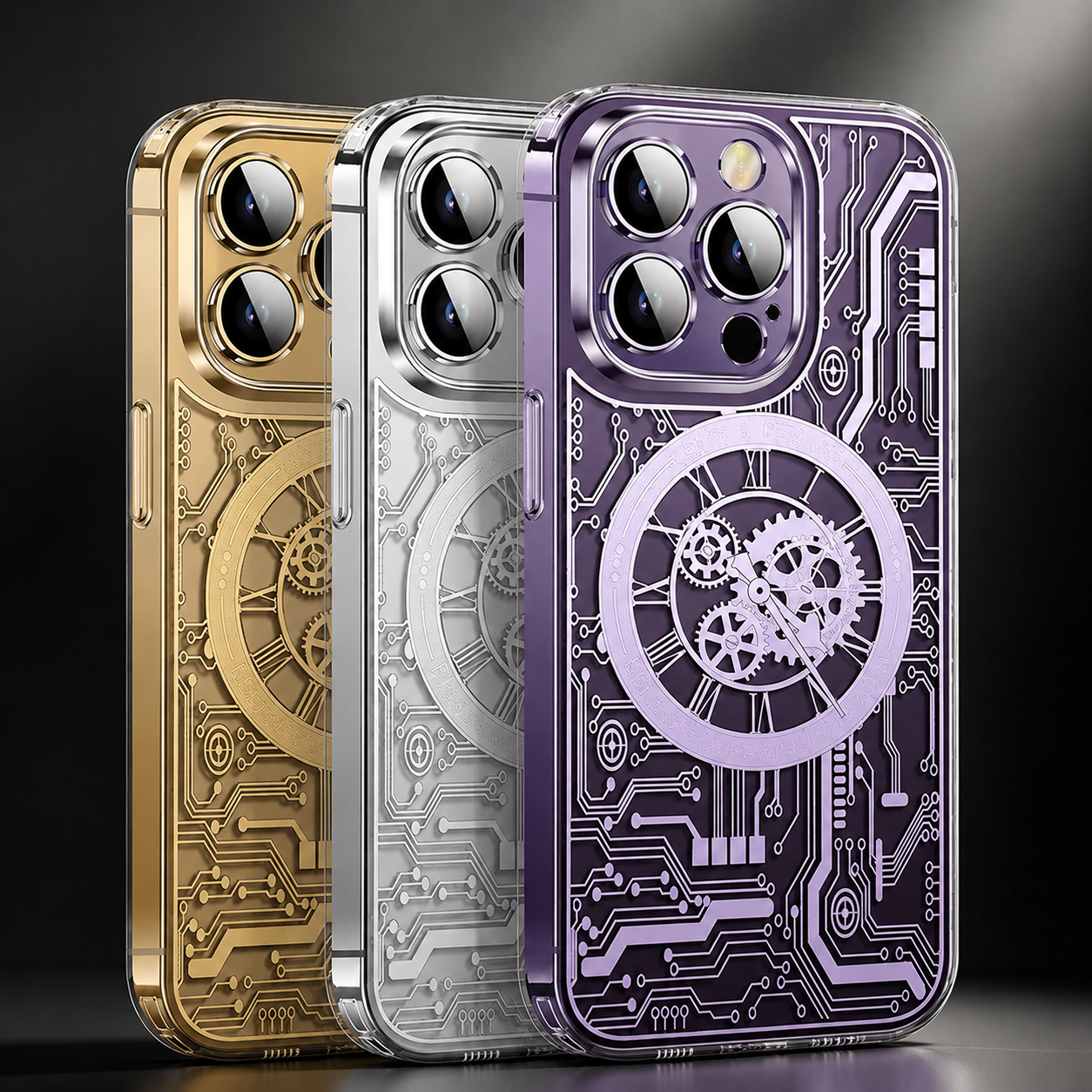 Premium iPhone Case MagSafe Compatible Transparent Protective Cover Camera Lens Protection Shockproof Clear Back Mechanical Texture Bumper Frame