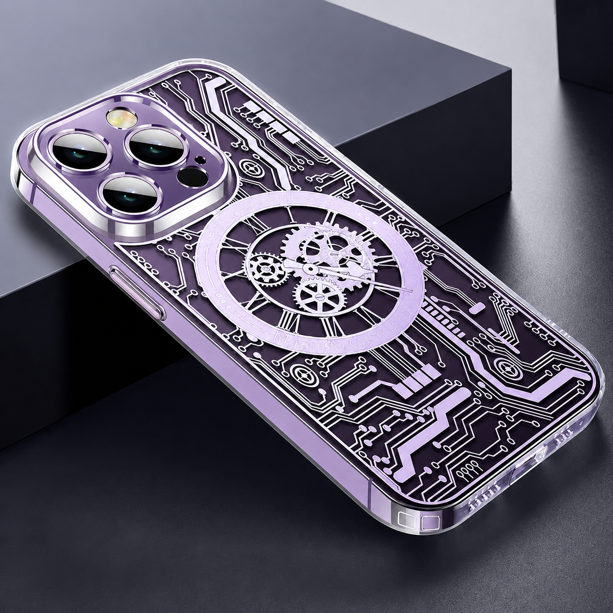 Premium iPhone Case MagSafe Compatible Transparent Protective Cover Camera Lens Protection Shockproof Clear Back Mechanical Texture Bumper Frame