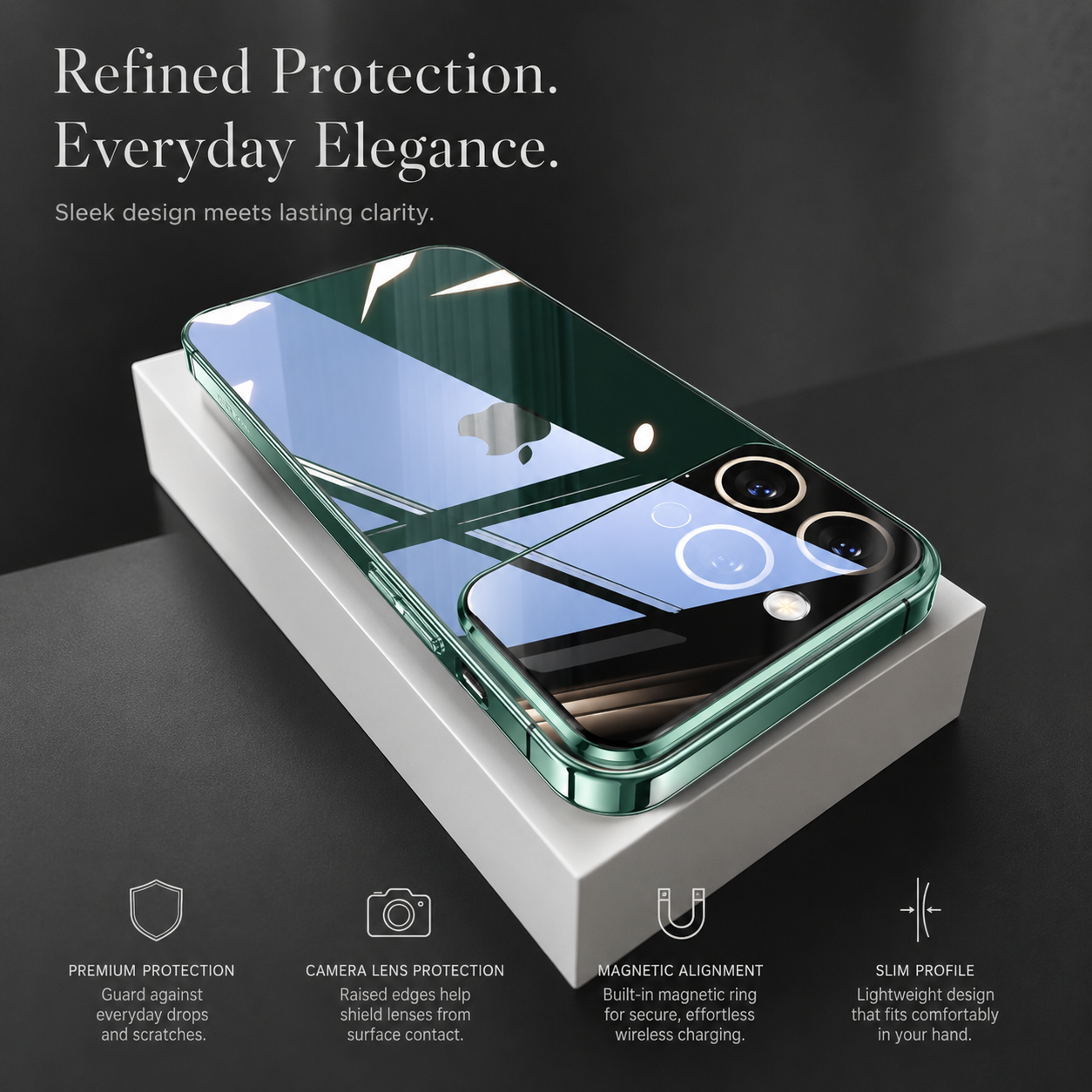 Premium iPhone Case MagSafe Compatible Transparent Protective Cover Camera Lens Protection Shockproof Clear Hard PC Back Ultra Thin Design