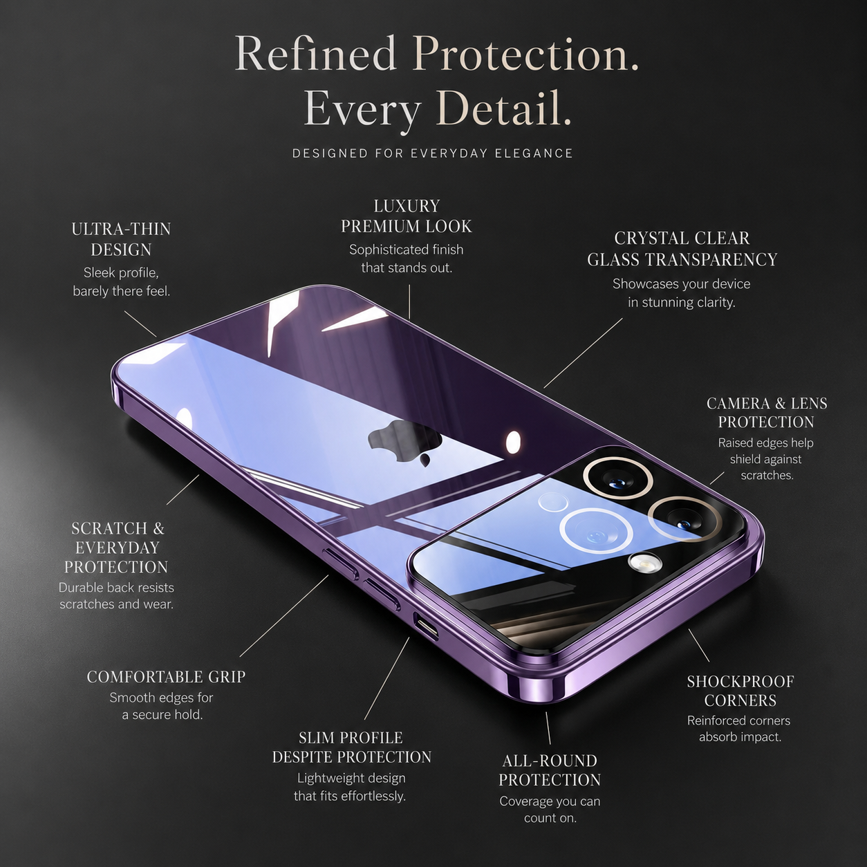 Premium iPhone Case MagSafe Compatible Transparent Protective Cover Camera Lens Protection Shockproof Clear Hard PC Back Ultra Thin Design