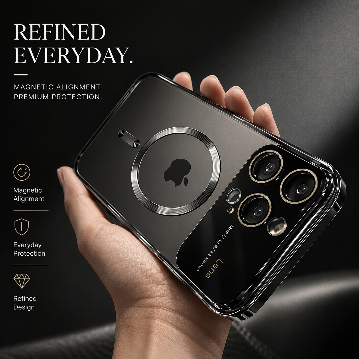 Premium iPhone Case MagSafe Compatible Transparent Tempered Glass Cover Camera Lens Protection Shockproof Silicone Bumper Ultra Thin Full Coverage Design