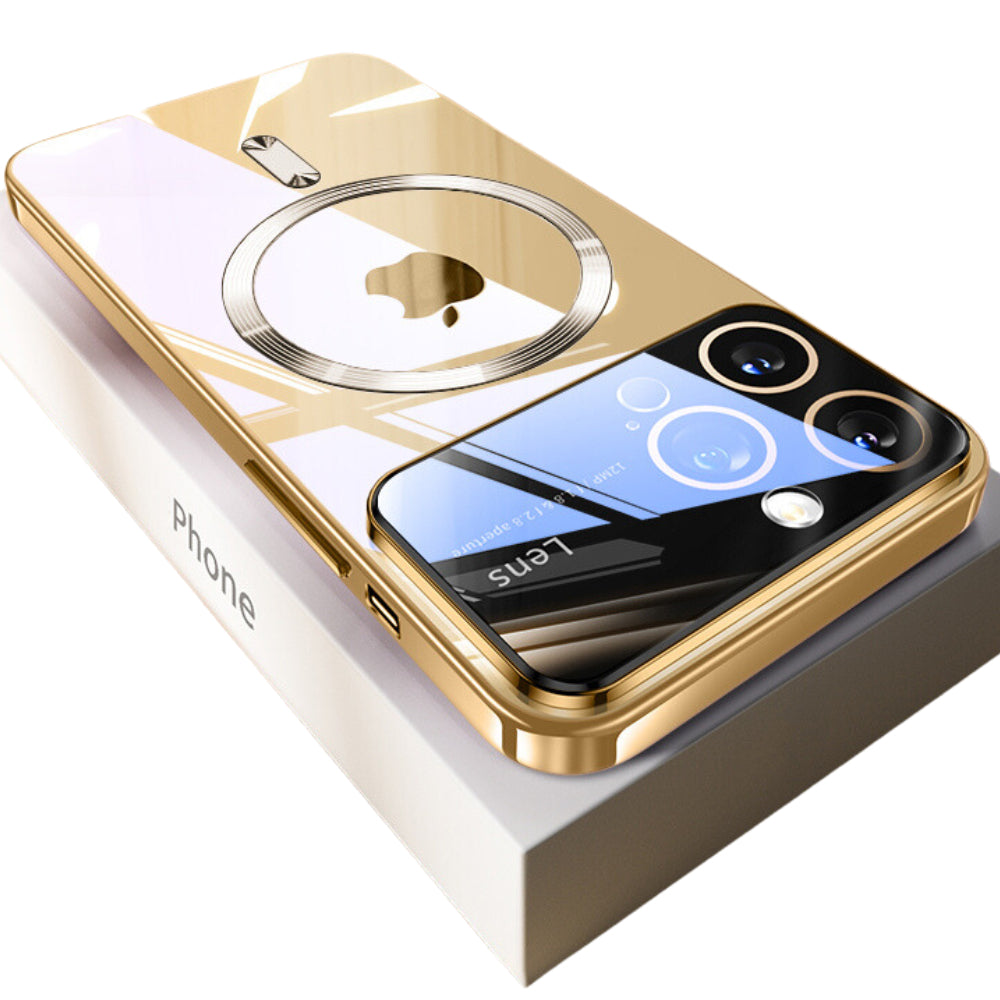 Premium iPhone Case MagSafe Compatible Transparent Tempered Glass Cover Camera Lens Protection Shockproof Silicone Bumper Ultra Thin Full Coverage Design