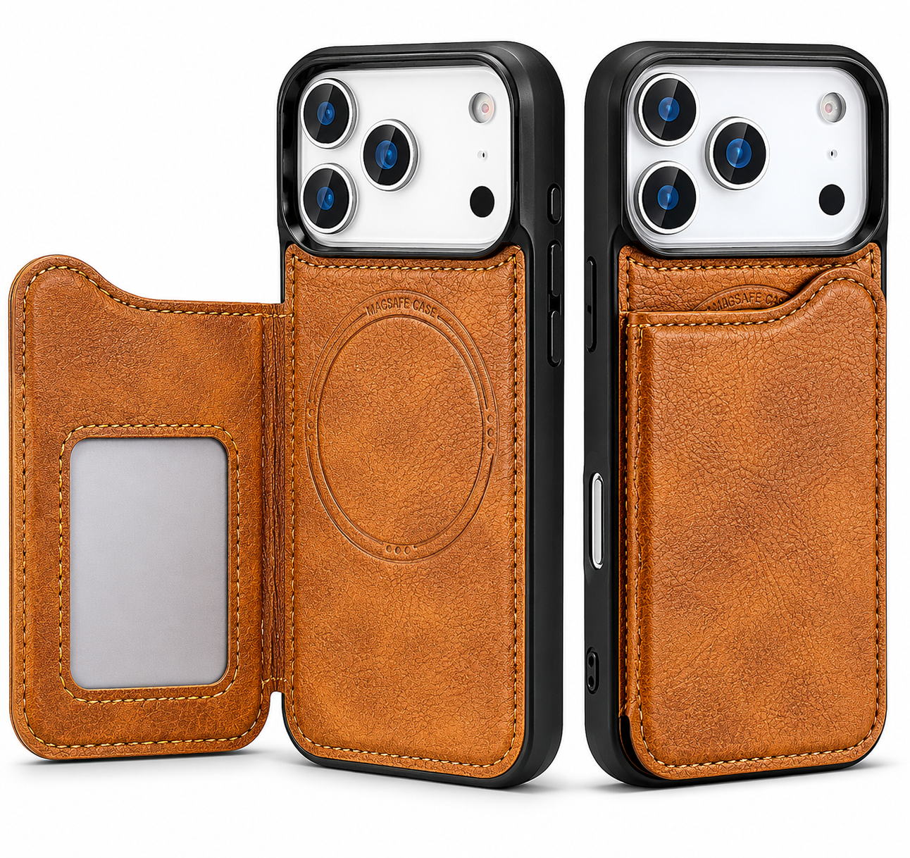 Premium iPhone Case MagSafe Compatible Wallet Cover Card Holder Shockproof Protective Cover Magnetic Flip Leather Design
