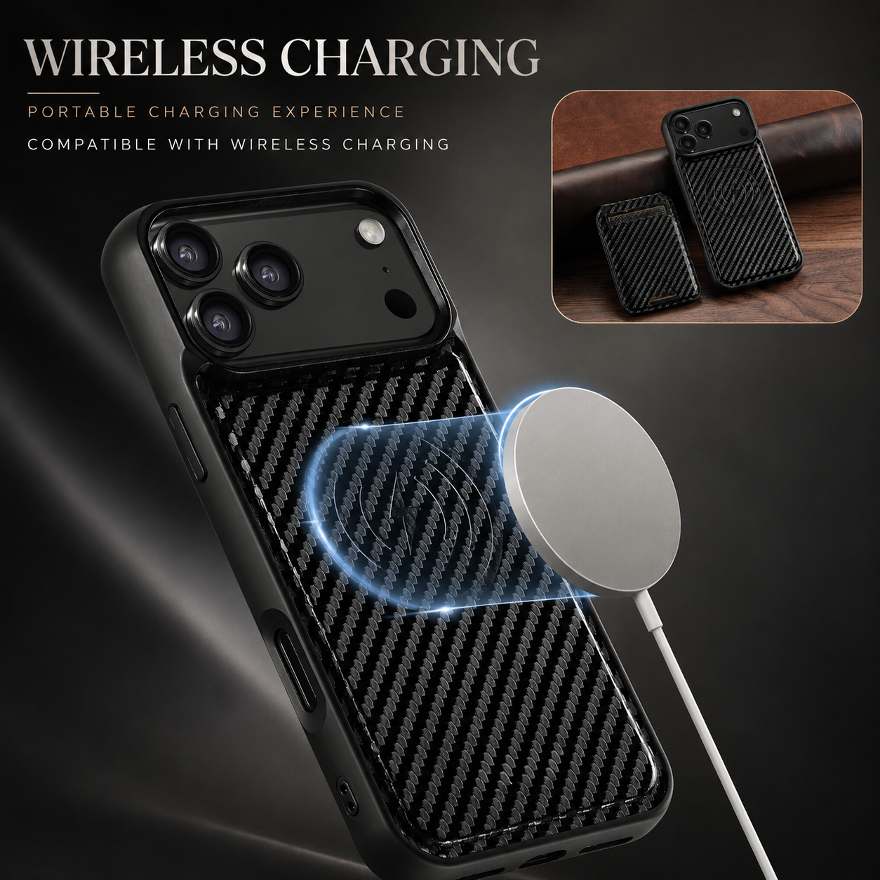 Premium iPhone Case MagSafe Compatible Wallet Cover Card Holder Shockproof Protective Cover Magnetic Stand Faux Leather Design