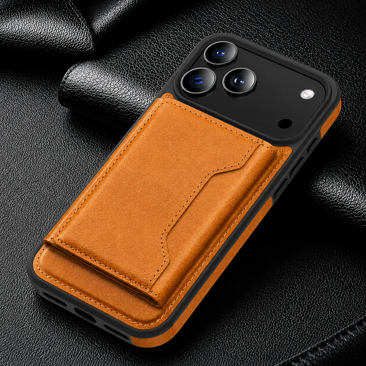 Premium iPhone Case MagSafe Compatible Wallet Cover Card Holder Shockproof Protective Cover PU Leather Magnetic Storage Design