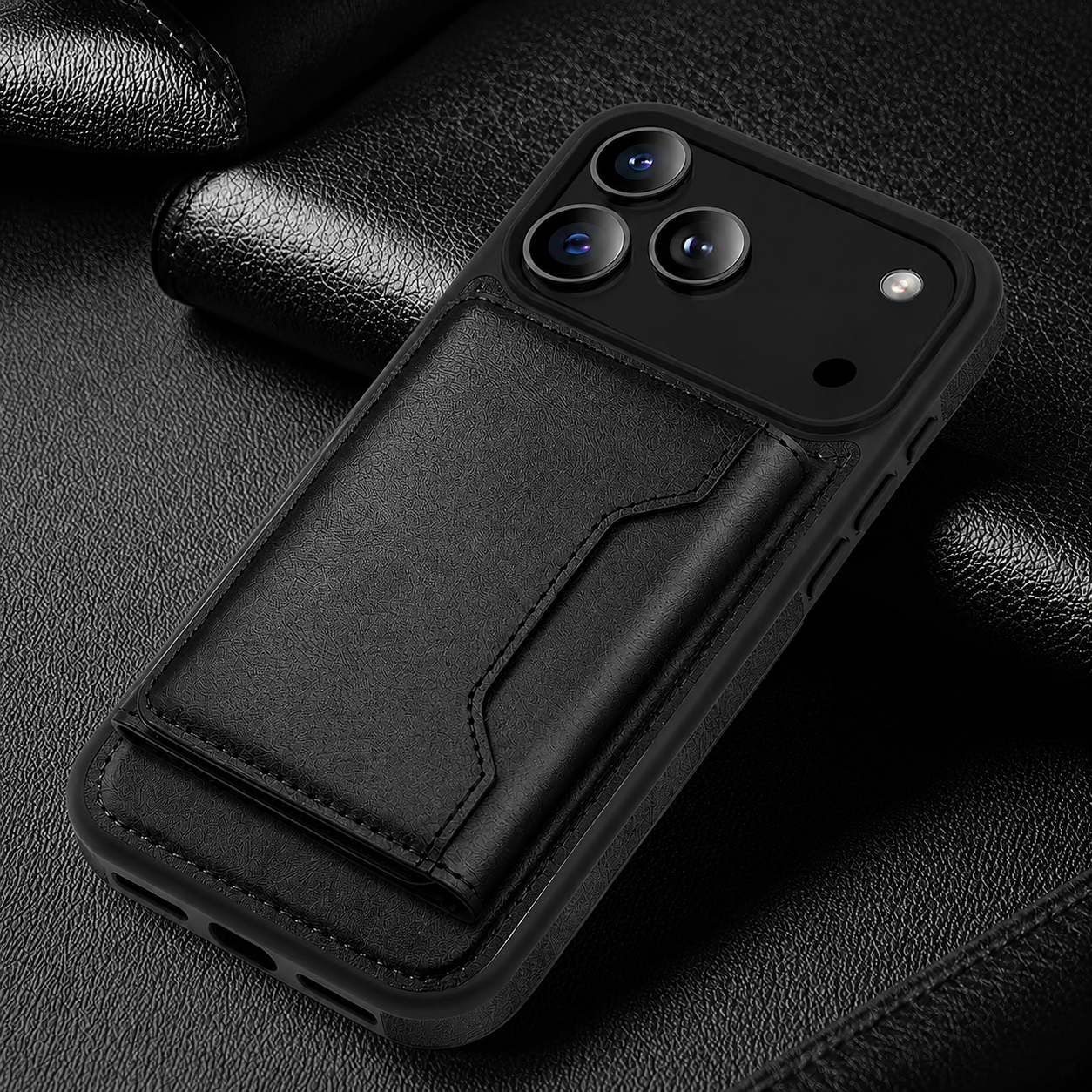 Premium iPhone Case MagSafe Compatible Wallet Cover Card Holder Shockproof Protective Cover PU Leather Magnetic Storage Design