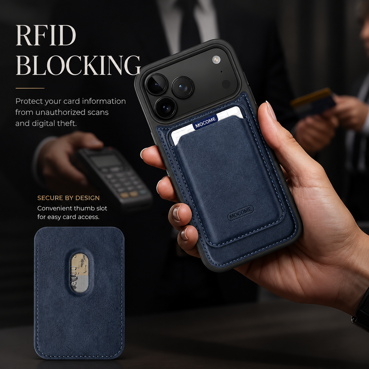 Premium iPhone Case MagSafe Compatible Wallet Cover RFID Card Holder Shockproof Protective Cover PU Leather Magnetic Storage Design