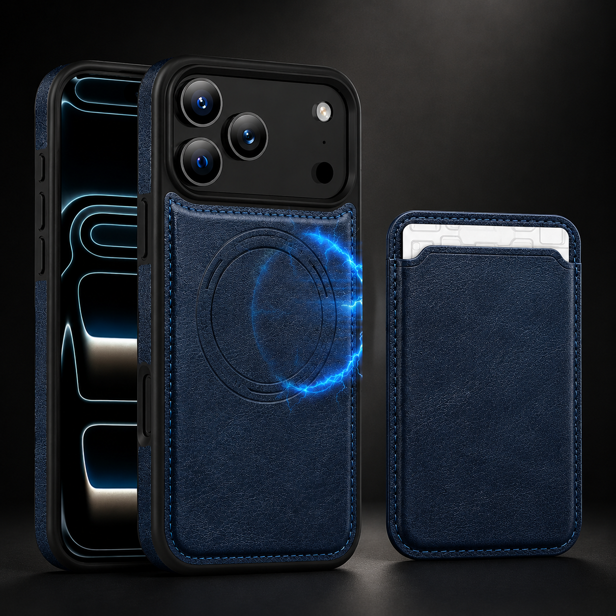 Premium iPhone Case MagSafe Compatible Wallet Cover RFID Card Holder Shockproof Protective Cover PU Leather Magnetic Storage Design