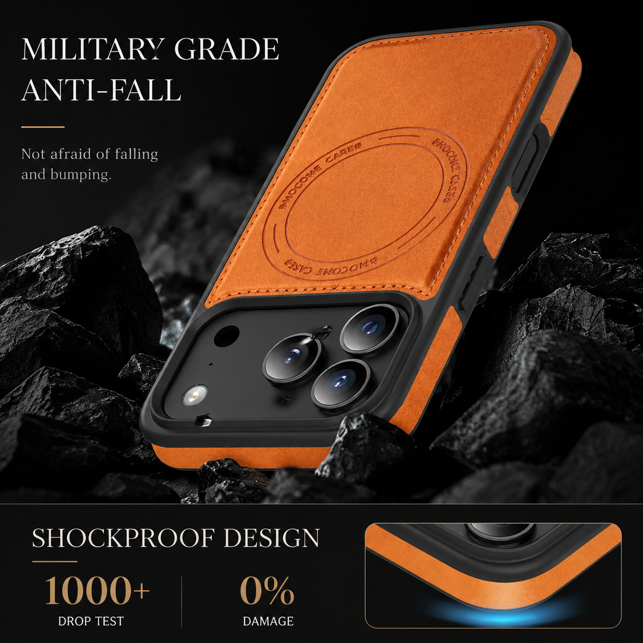 Premium iPhone Case MagSafe Compatible Wallet Cover RFID Card Holder Shockproof Protective Cover PU Leather Magnetic Storage Design
