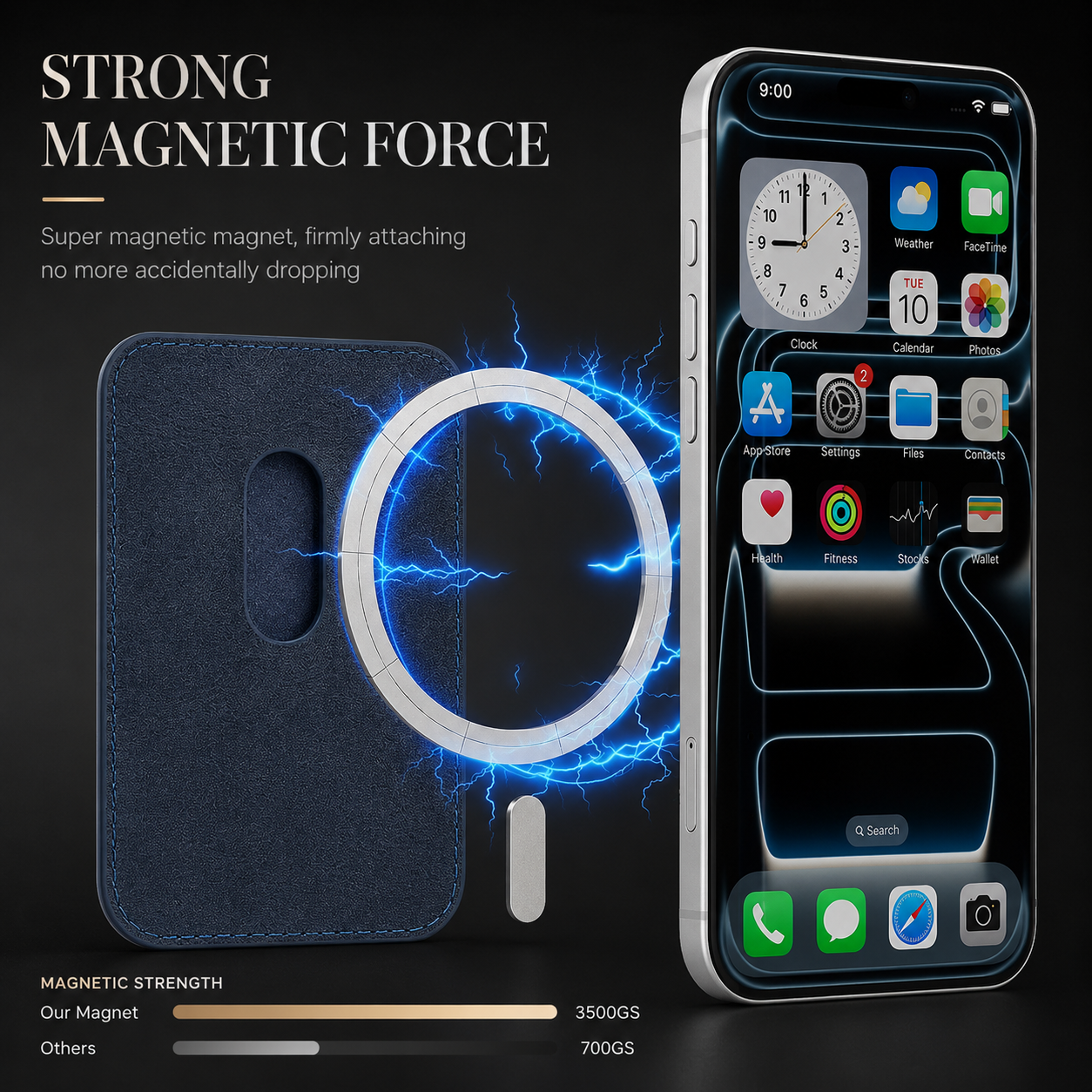 Premium iPhone Case MagSafe Compatible Wallet Cover RFID Card Holder Shockproof Protective Cover PU Leather Magnetic Storage Design
