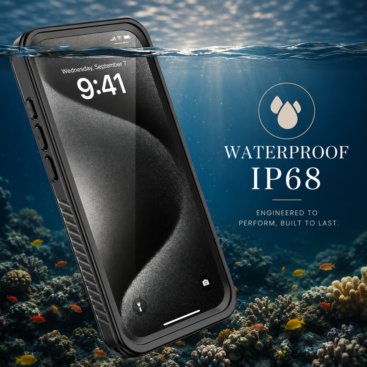 Premium iPhone Case MagSafe Compatible Waterproof Cover with Built In Screen Protector, Full Body Protection, Camera Lens Protection and Shockproof Design