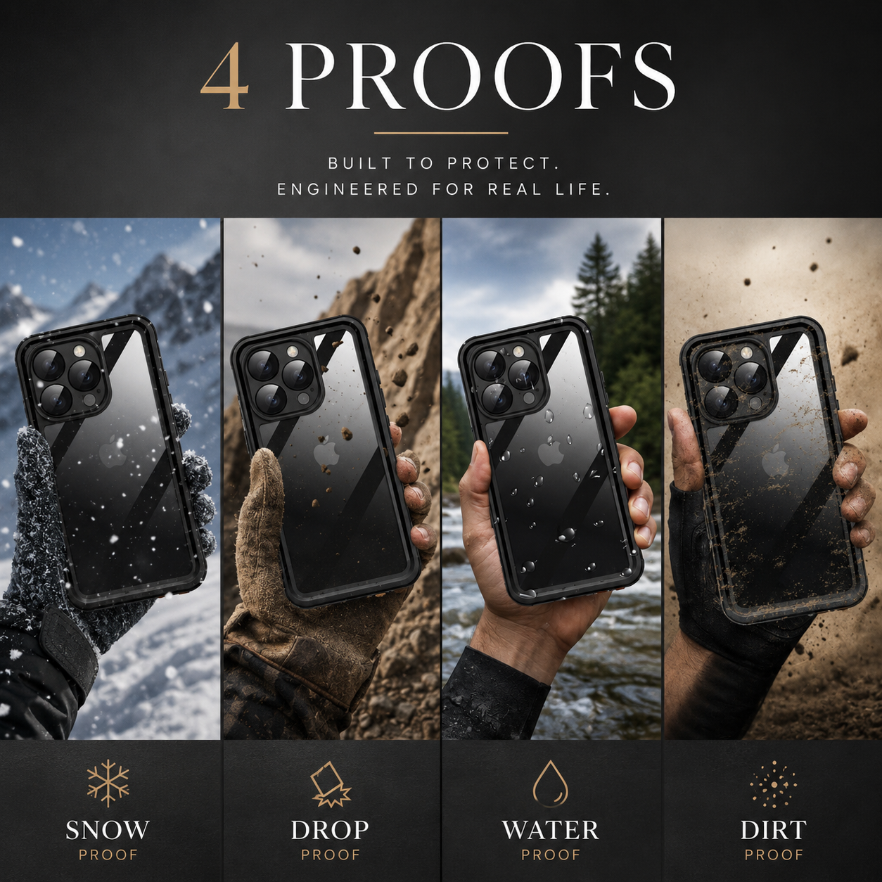 Premium iPhone Case MagSafe Compatible Waterproof Cover with Built In Screen Protector, Full Body Protection, Camera Lens Protection and Shockproof Design