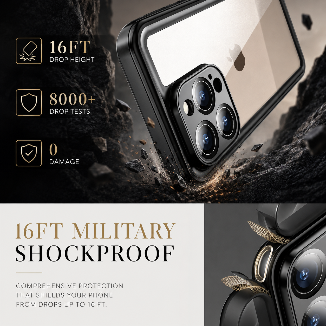 Premium iPhone Case MagSafe Compatible Waterproof Cover with Built In Screen Protector, Full Body Protection, Camera Lens Protection and Shockproof Design