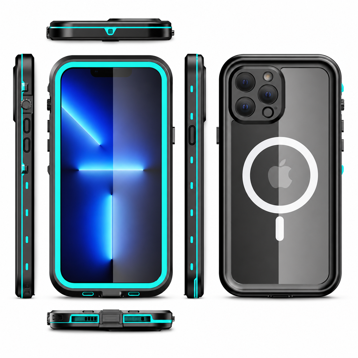 Premium iPhone Case MagSafe Compatible Waterproof IP68 Cover Camera Lens Protection Shockproof Full Body Sealed Transparent Design Anti Scratch Dustproof Protective Bumper