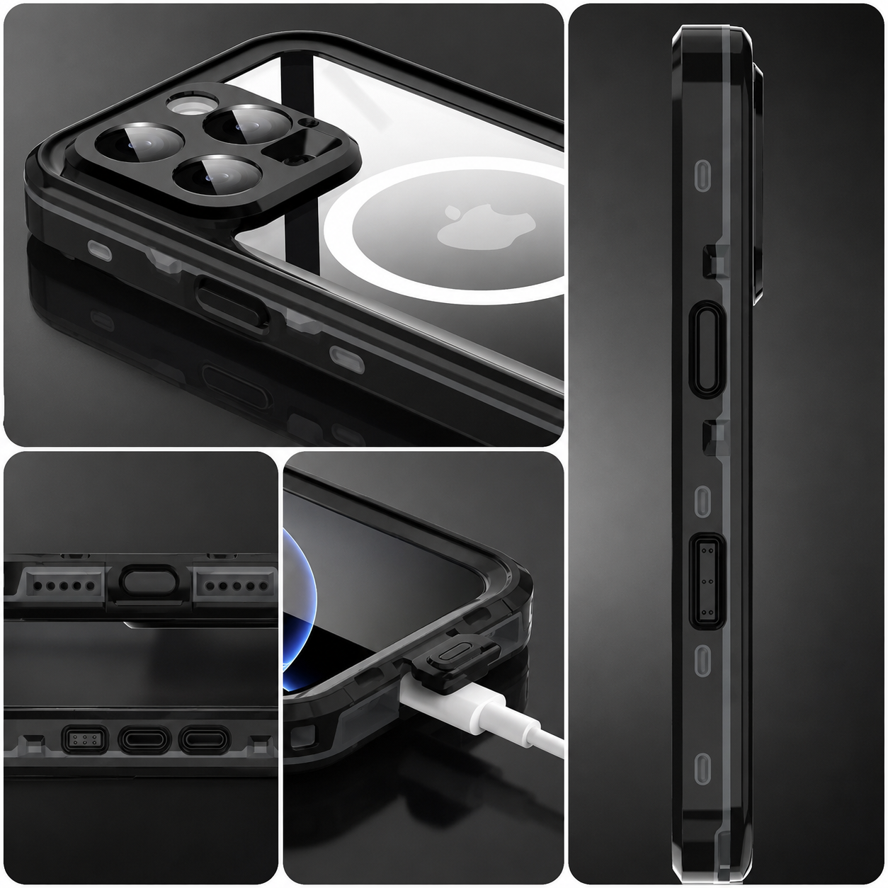 Premium iPhone Case MagSafe Compatible Waterproof IP68 Protective Cover 360 Full Body Shockproof Sealed Design Camera Lens Protection Dustproof