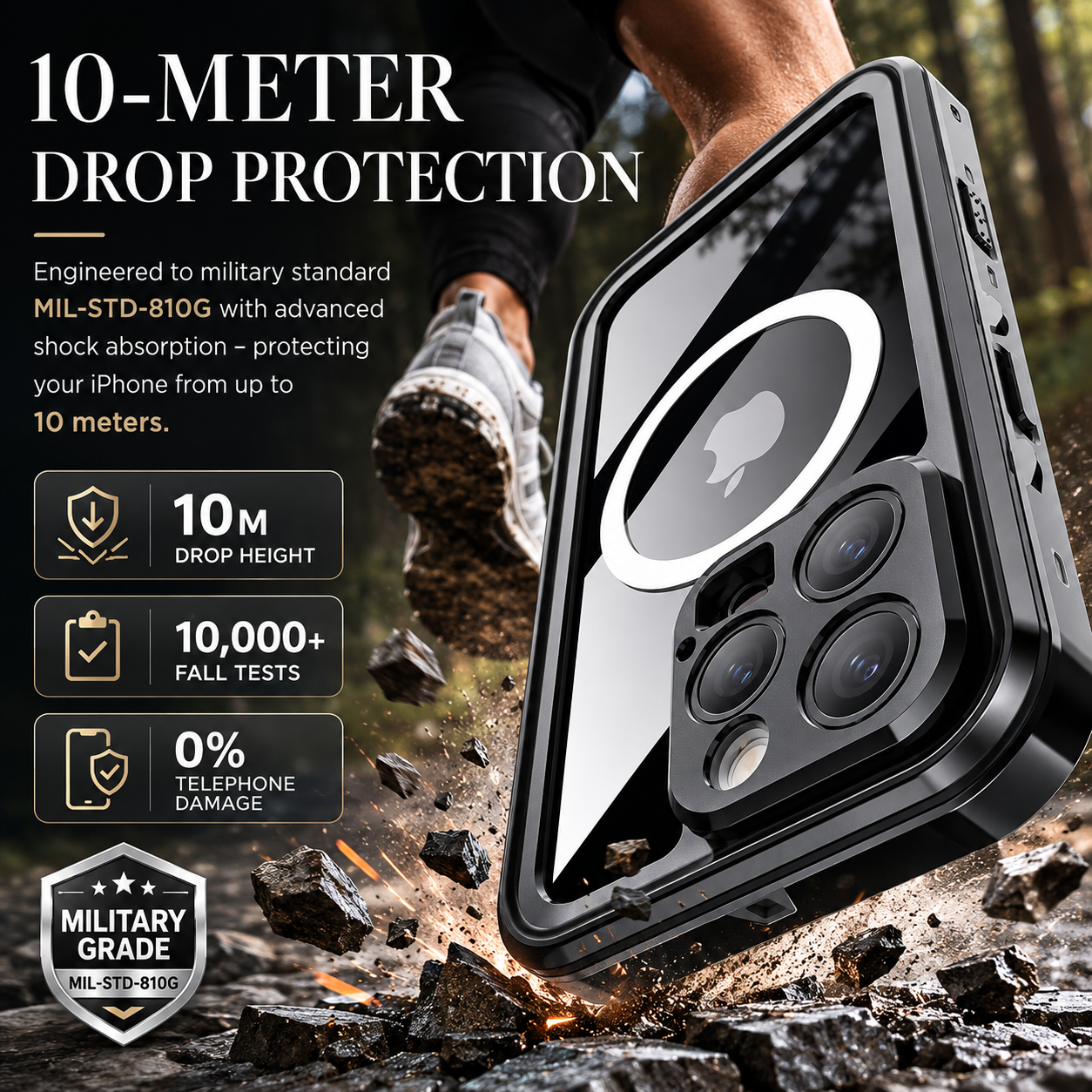 Premium iPhone Case MagSafe Compatible Waterproof IP68 Protective Cover 360 Full Body Shockproof Sealed Design Camera Lens Protection Dustproof