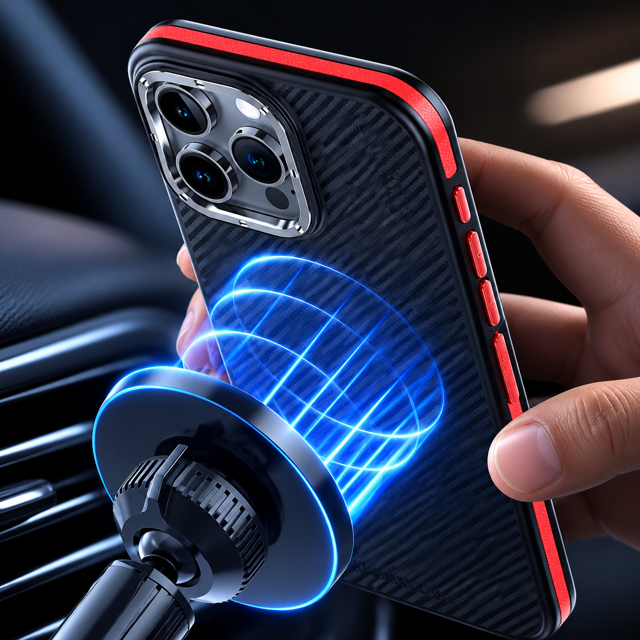 Premium iPhone Case MagSafe Compatible with Aramid Fiber Kevlar Construction, Lightweight Half Wrapped Profile, Anti Scratch, Shock Resistant Finish