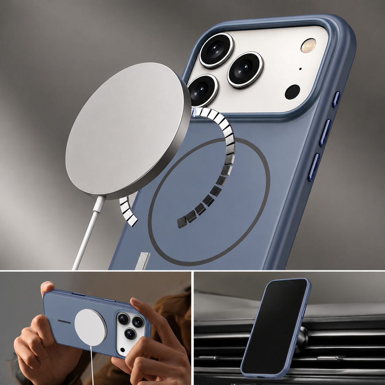 Premium iPhone Case MagSafe Frosted TPU PC Cover, Shockproof Protective Design with Camera Button, Anti-Fingerprint Matte Finish and Secure Grip