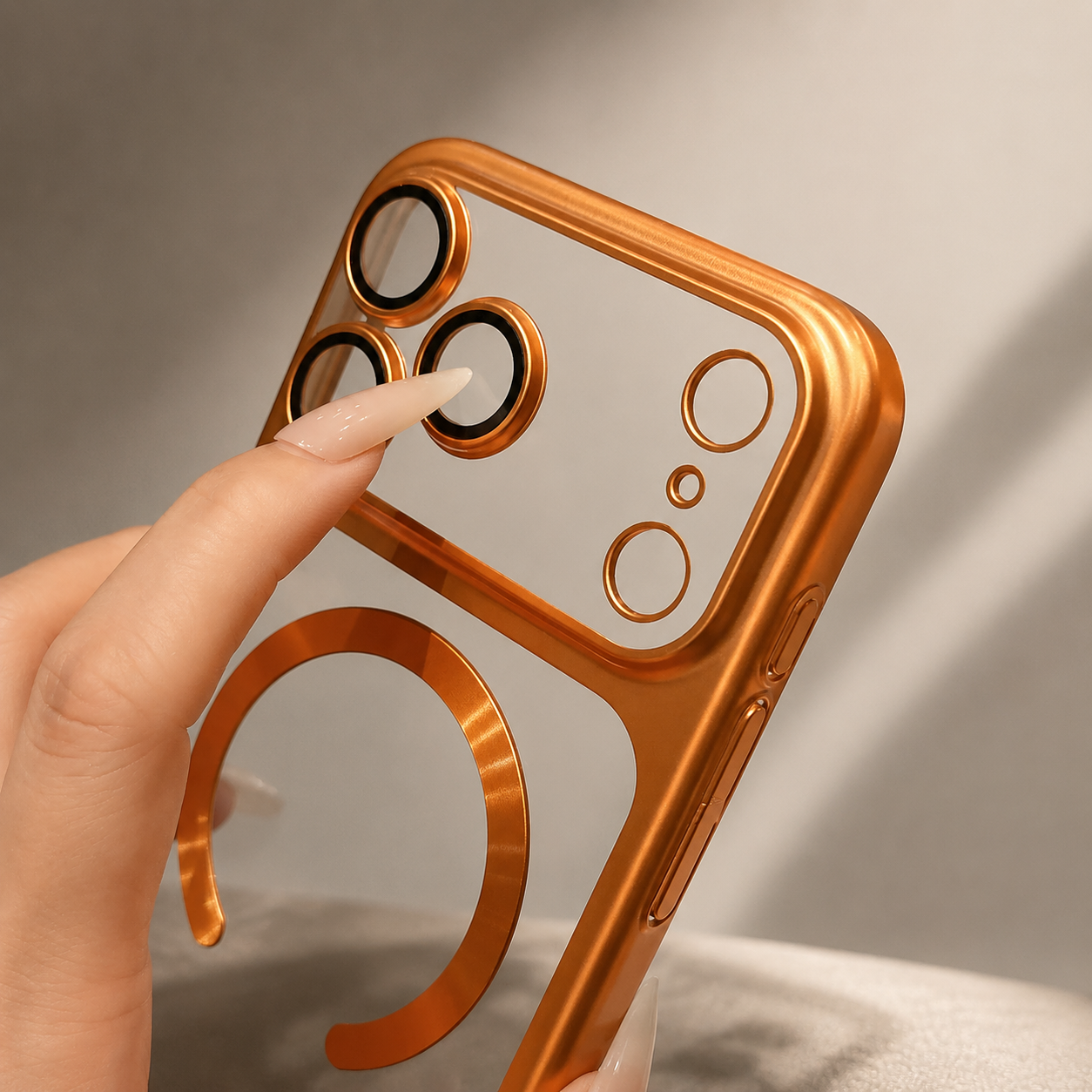 Premium iPhone Case MagSafe Matte Plating Translucent Silicone Cover with Shockproof Protection, Lens Film Guard, Anti-Fingerprint Non-Slip Design
