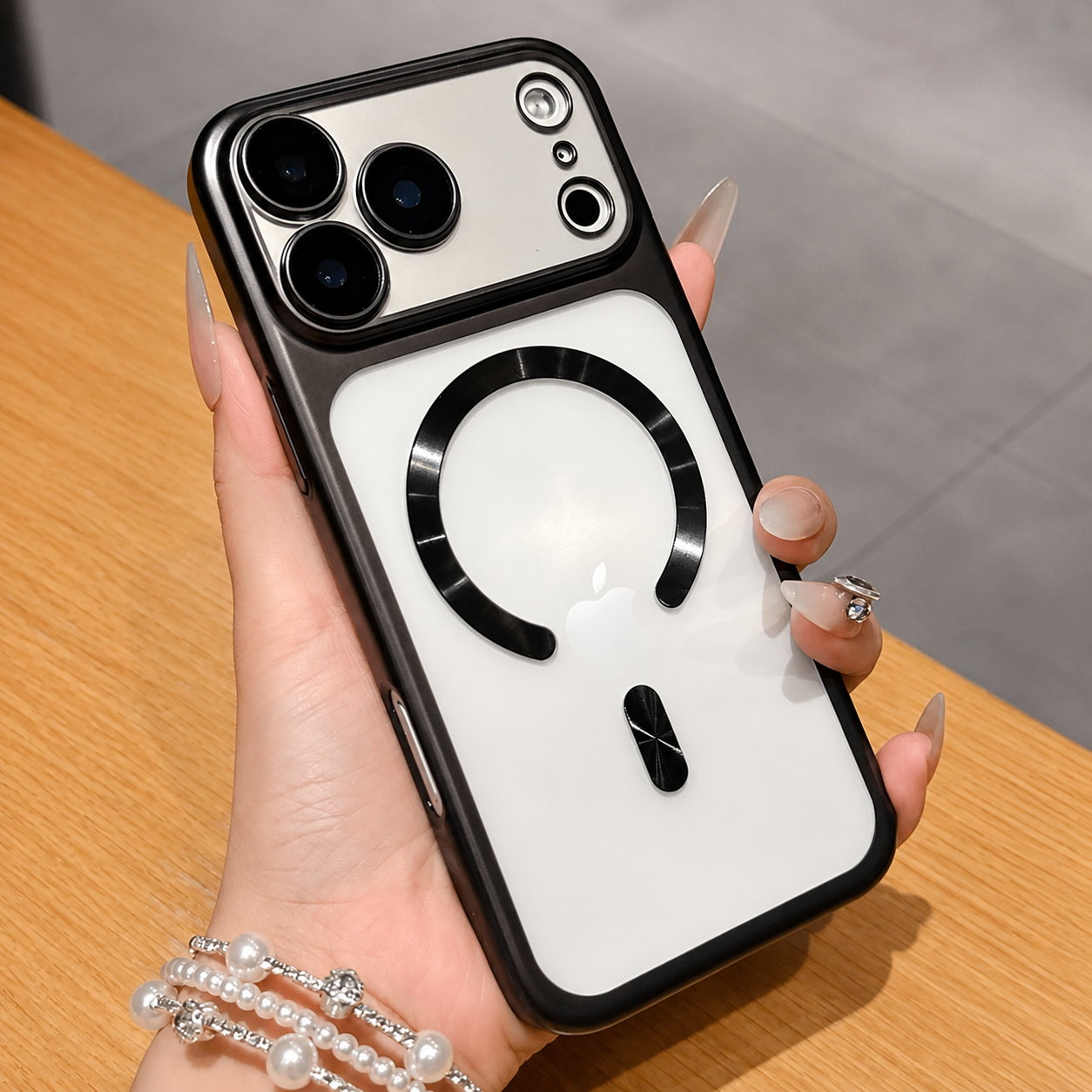 Premium iPhone Case MagSafe Matte Plating Translucent Silicone Cover with Shockproof Protection, Lens Film Guard, Anti-Fingerprint Non-Slip Design