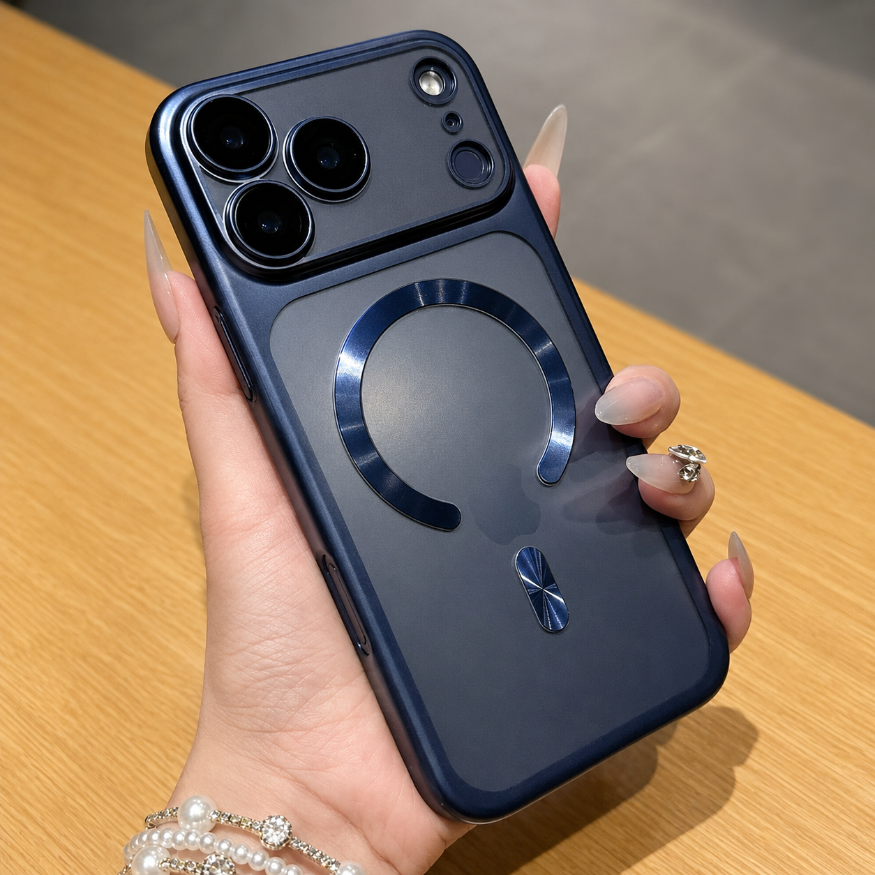 Premium iPhone Case MagSafe Matte Plating Translucent Silicone Cover with Shockproof Protection, Lens Film Guard, Anti-Fingerprint Non-Slip Design