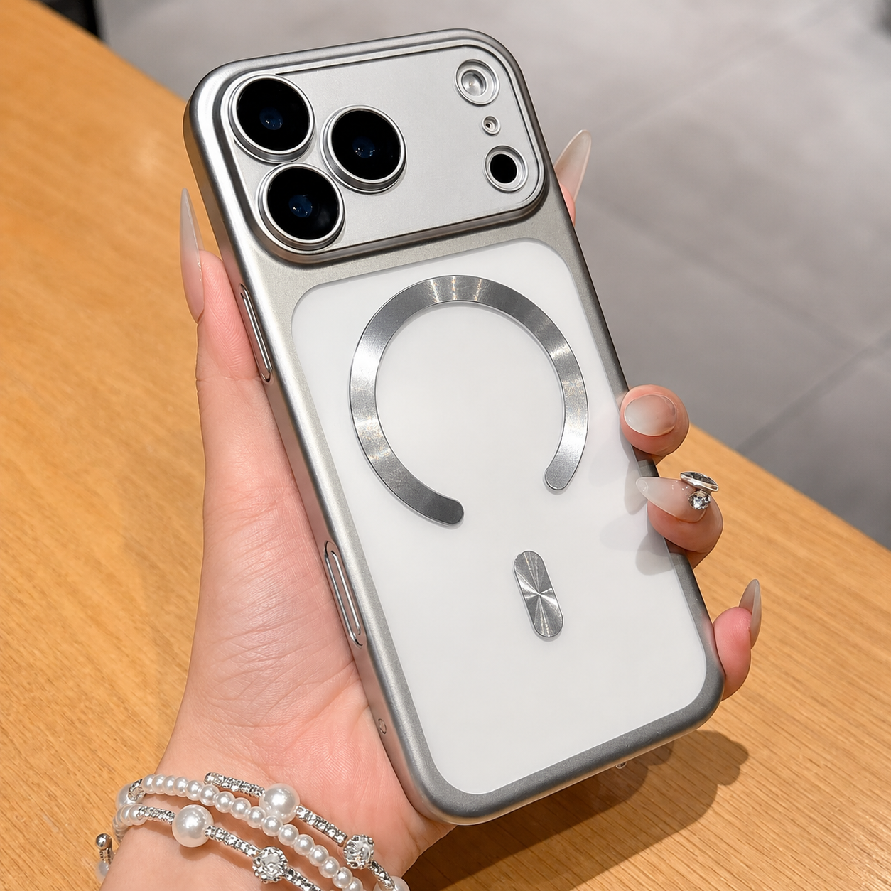 Premium iPhone Case MagSafe Matte Plating Translucent Silicone Cover with Shockproof Protection, Lens Film Guard, Anti-Fingerprint Non-Slip Design