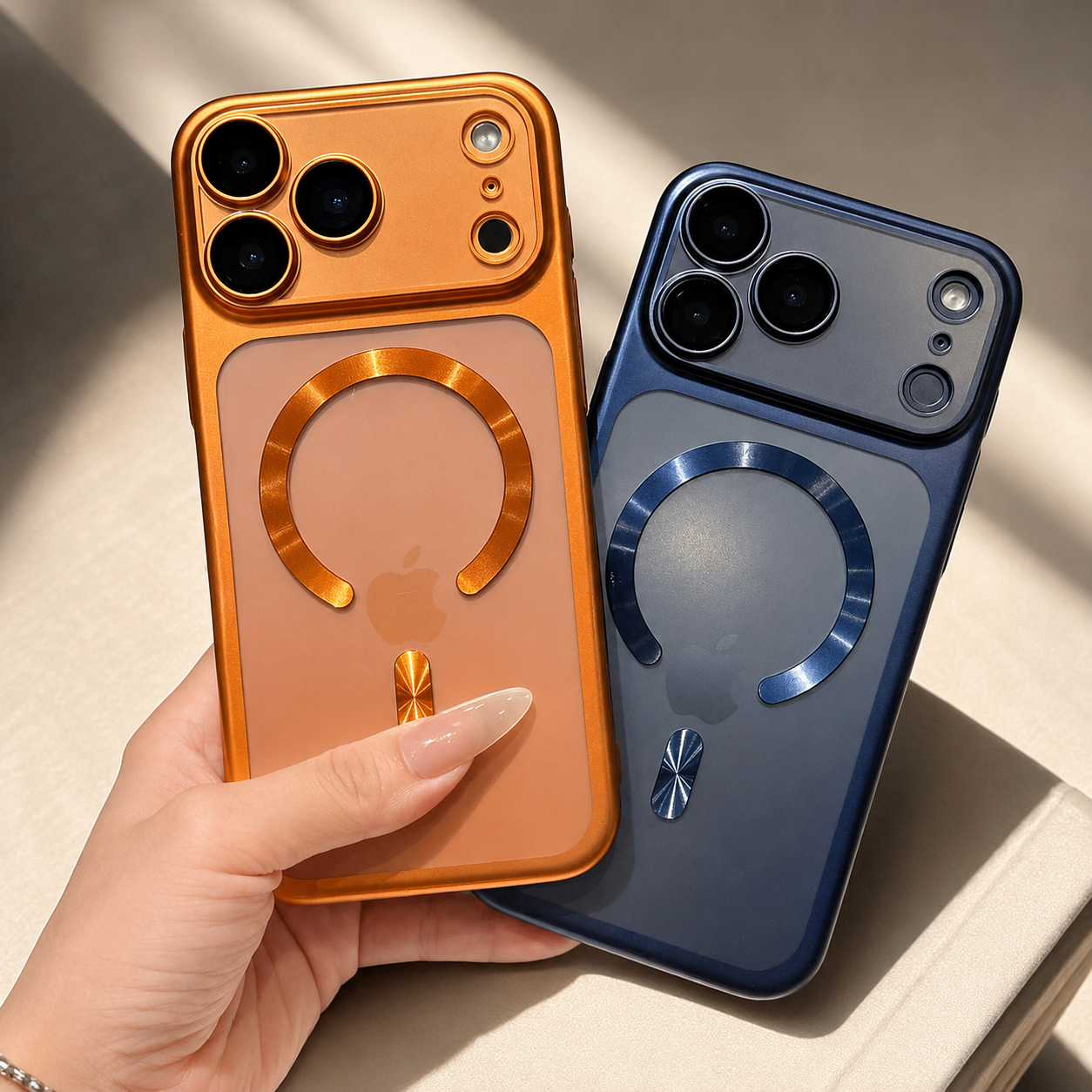 Premium iPhone Case MagSafe Matte Plating Translucent Silicone Cover with Shockproof Protection, Lens Film Guard, Anti-Fingerprint Non-Slip Design