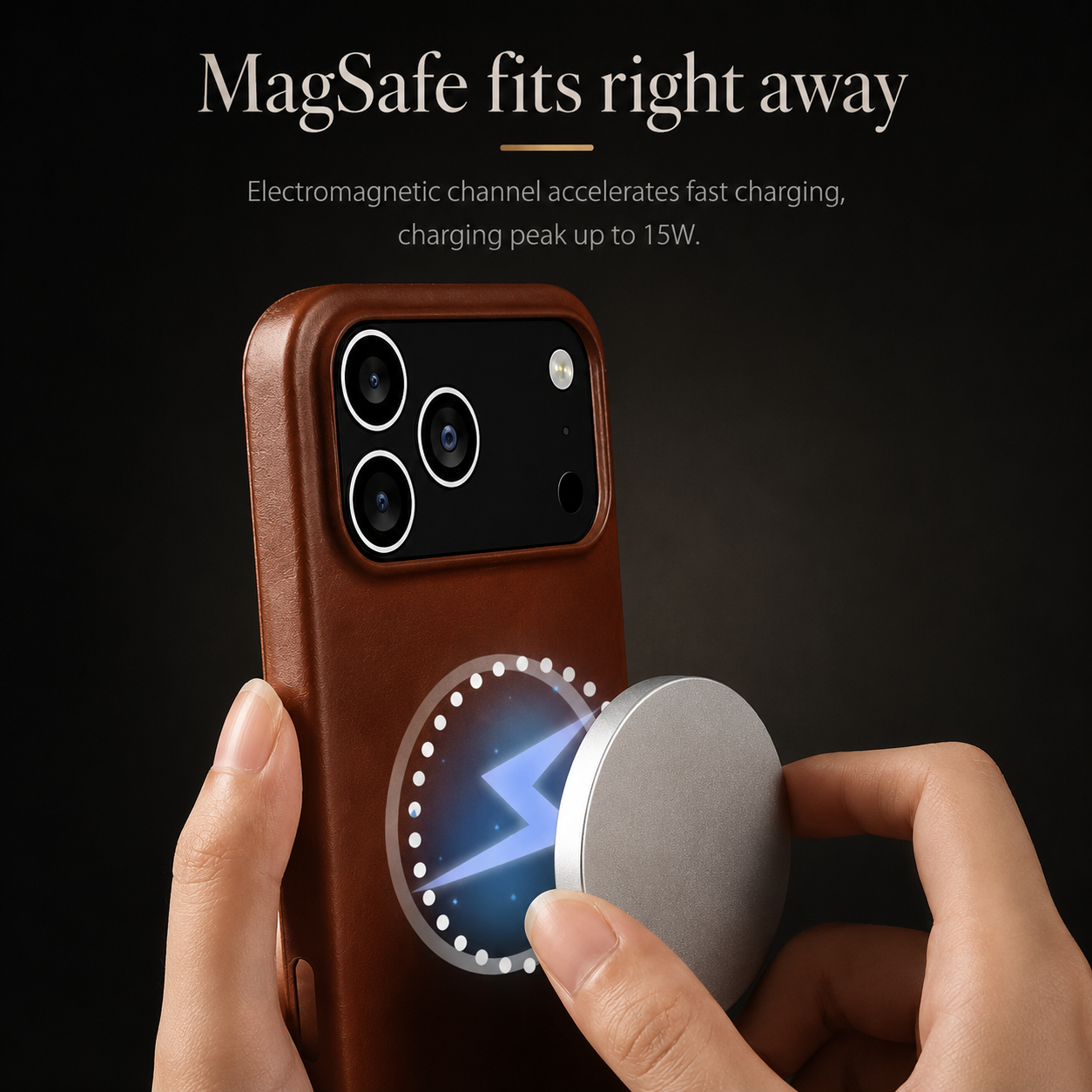 Premium iPhone Case MagSafe Vintage Oil-Wax Genuine Leather Cover, Shockproof Protective Design with Anti-Slip Grip, Dustproof Finish and Camera Protection
