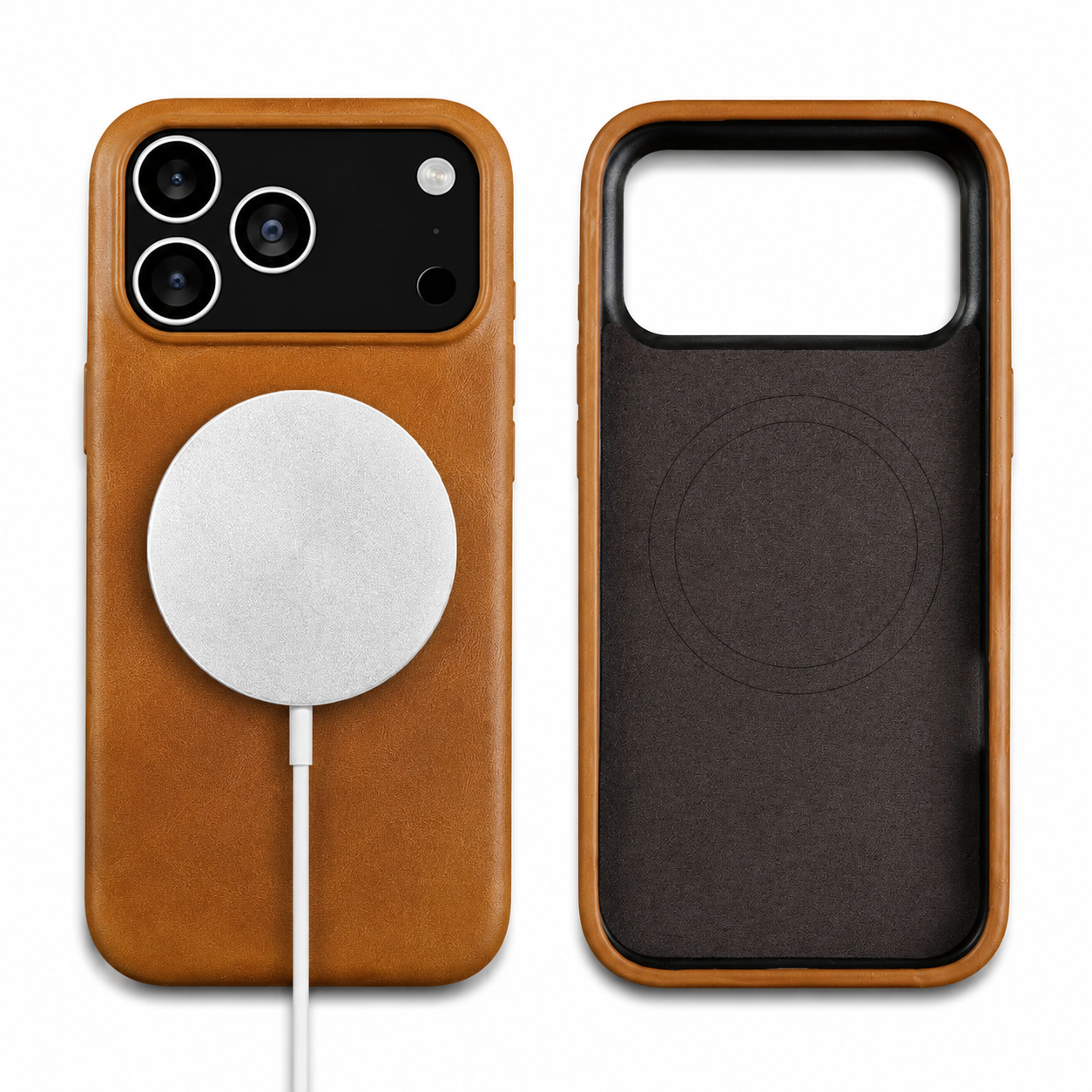 Premium iPhone Case MagSafe Vintage Oil-Wax Genuine Leather Cover, Shockproof Protective Design with Anti-Slip Grip, Dustproof Finish and Camera Protection